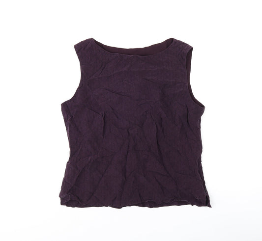 Liz Claiborne Womens Purple Polyester Basic T-Shirt Size 14 Boat Neck