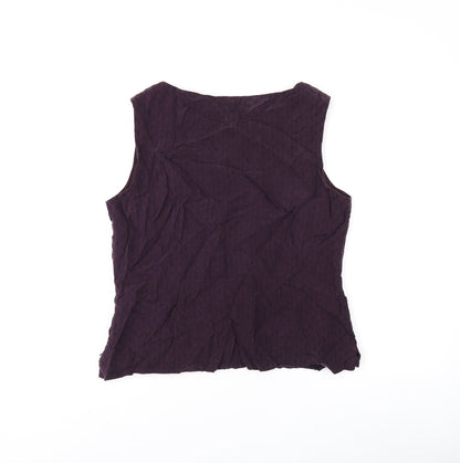 Liz Claiborne Womens Purple Polyester Basic T-Shirt Size 14 Boat Neck