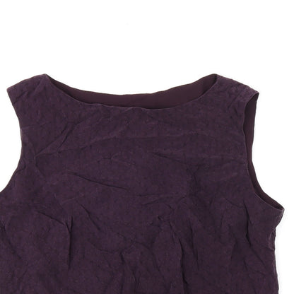 Liz Claiborne Womens Purple Polyester Basic T-Shirt Size 14 Boat Neck