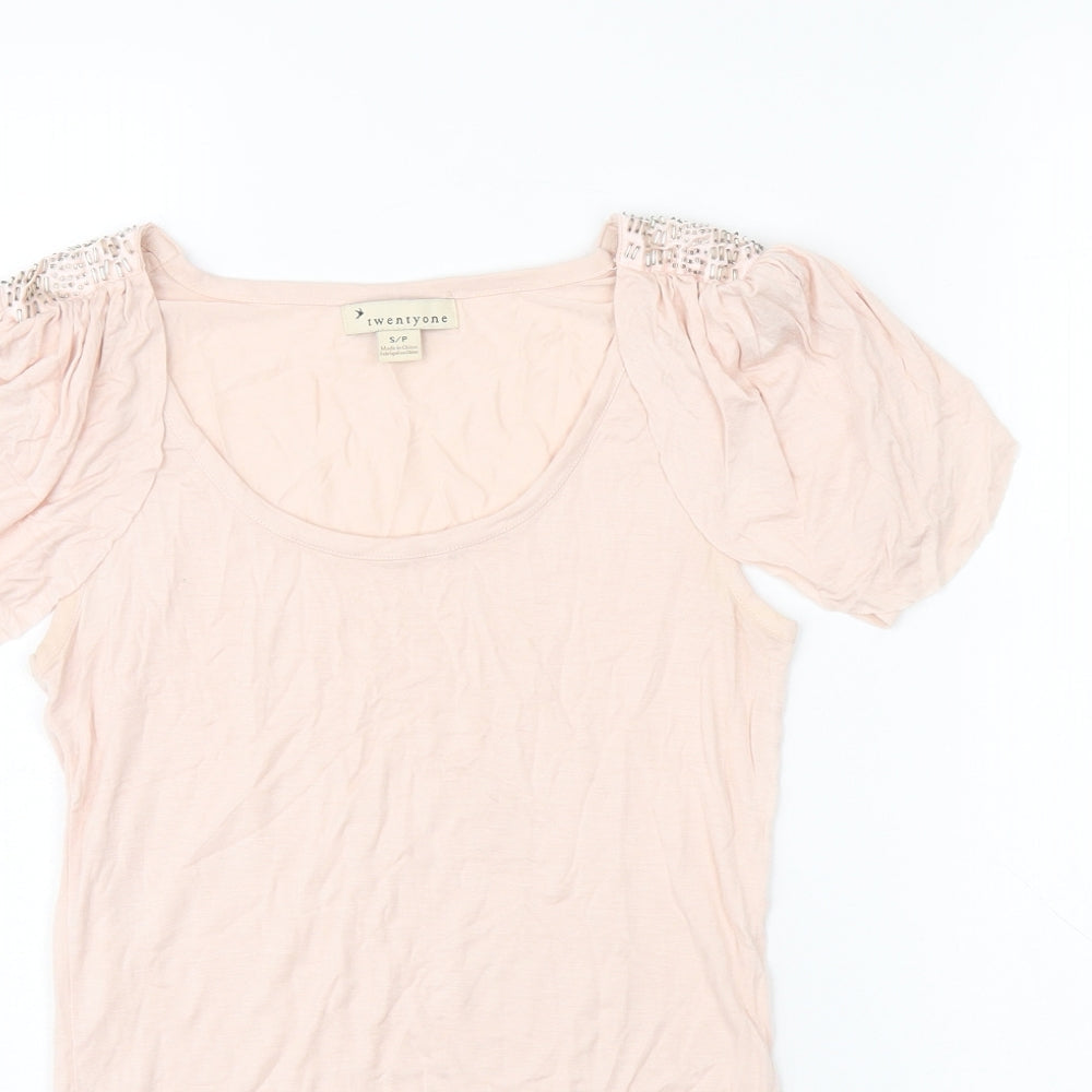 Twenty One Womens Pink Polyester Basic Tank Size S Scoop Neck