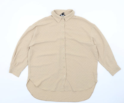 Womens UK Size 10 New Look Beige Basic Button-Up
