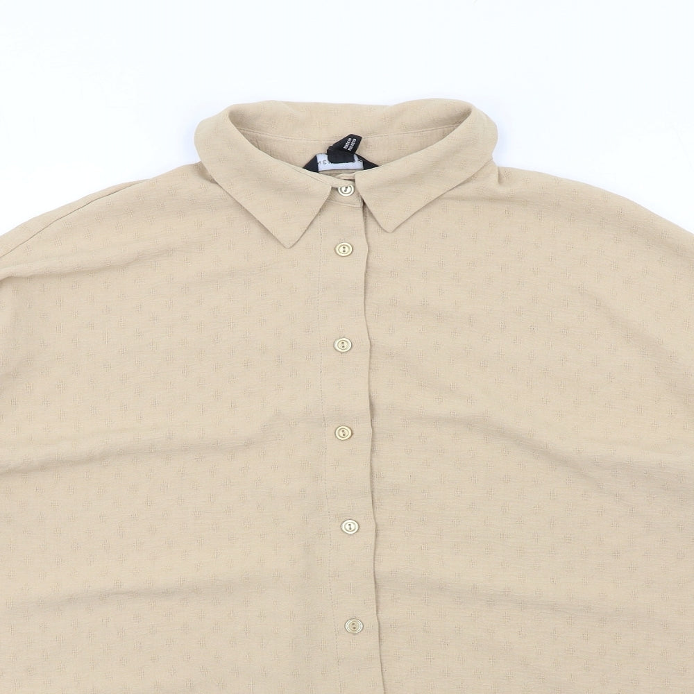 Womens UK Size 10 New Look Beige Basic Button-Up