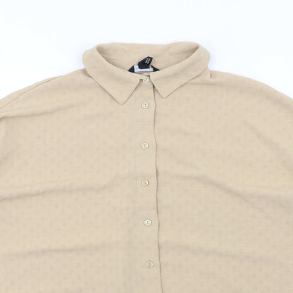 Womens UK Size 10 New Look Beige Basic Button-Up