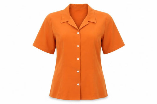 Jorli Womens Orange Polyester Basic Button-Up Size 18 Collared