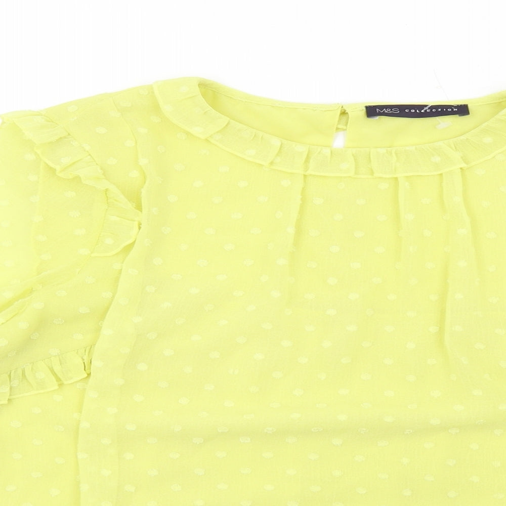 Womens UK Size 10 Marks and Spencer Yellow Basic Blouse