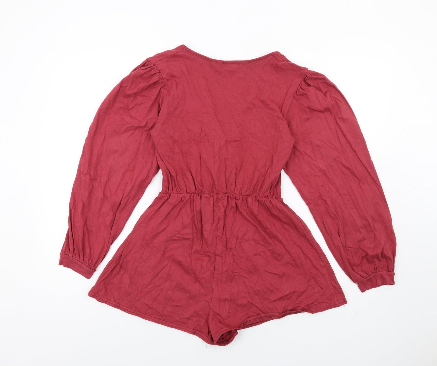 Boohoo Womens Red Cotton Playsuit One-Piece Size 10 Pullover