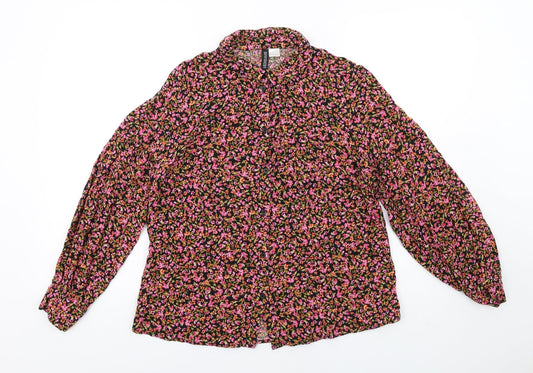 Womens UK Size M H&M Multicoloured Basic Button-Up