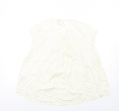 VERO MODA Womens Ivory Viscose Basic Blouse Size 18 Round Neck