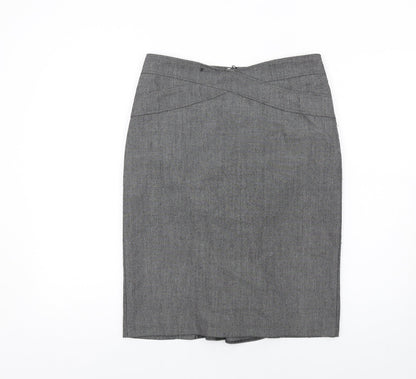 Marks and Spencer Womens Grey Polyester Straight & Pencil Skirt Size 12 Zip