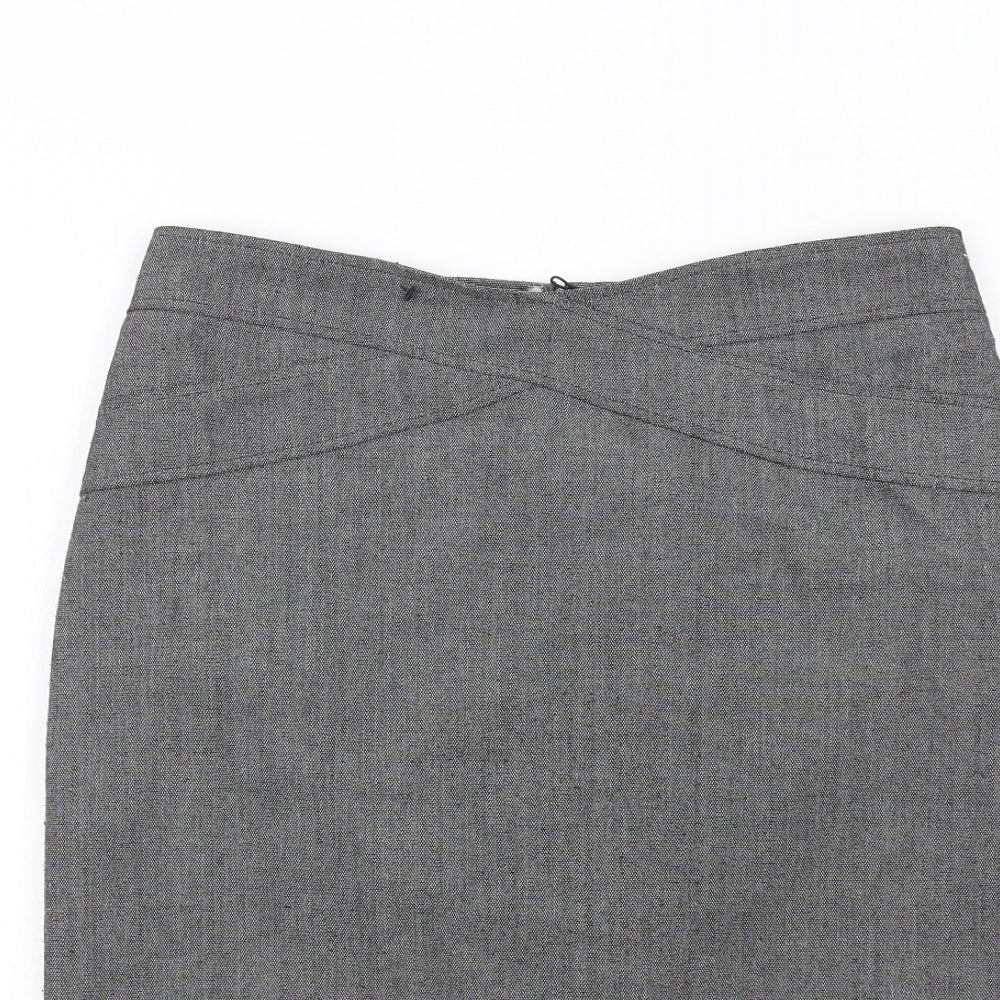 Marks and Spencer Womens Grey Polyester Straight & Pencil Skirt Size 12 Zip