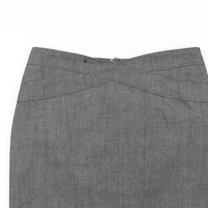 Marks and Spencer Womens Grey Polyester Straight & Pencil Skirt Size 12 Zip