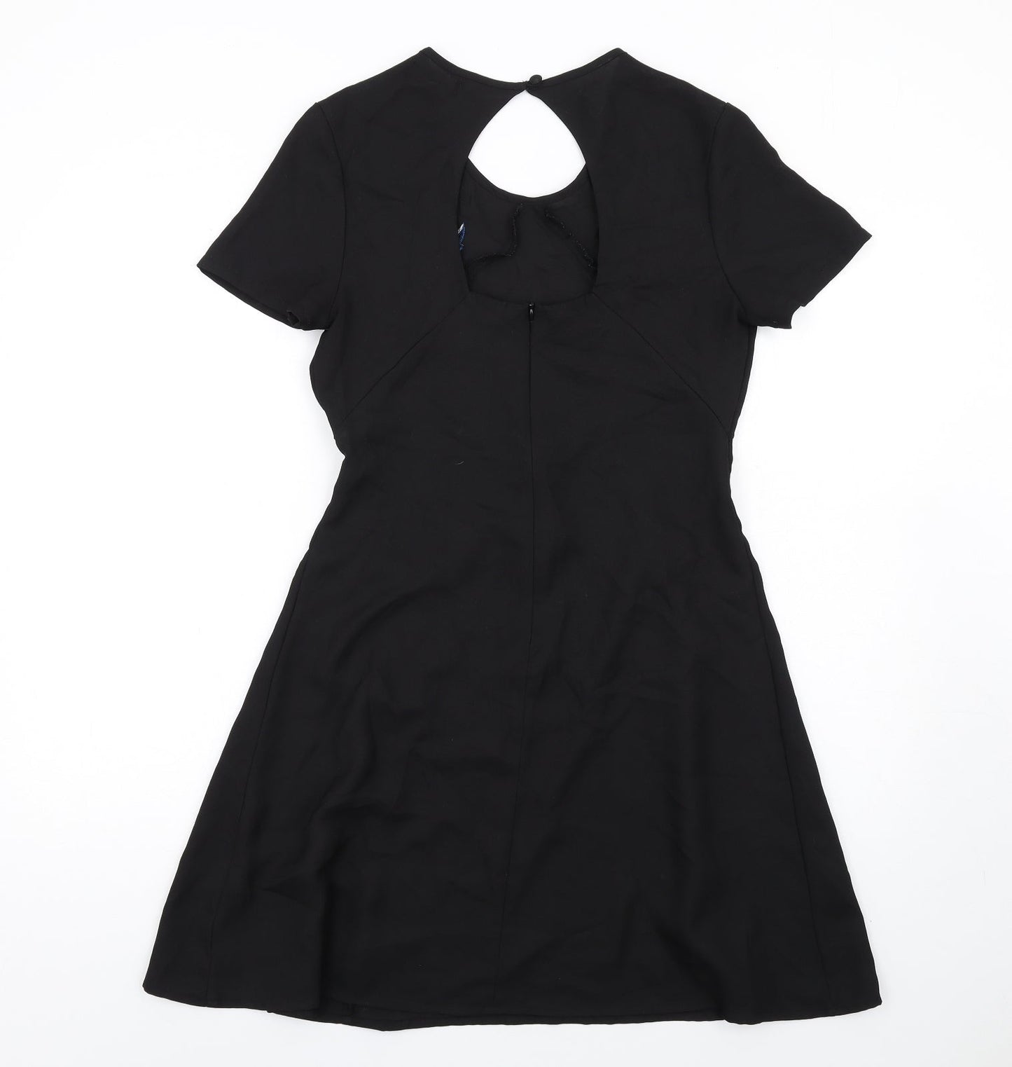 Fallen Star Womens Black Polyester A-Line Size 10 Round Neck Zip - Floral Embroidery