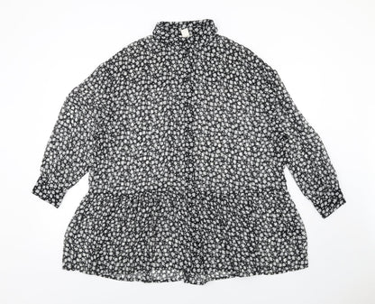 Womens UK Size 8 H&M Black Basic Button-Up