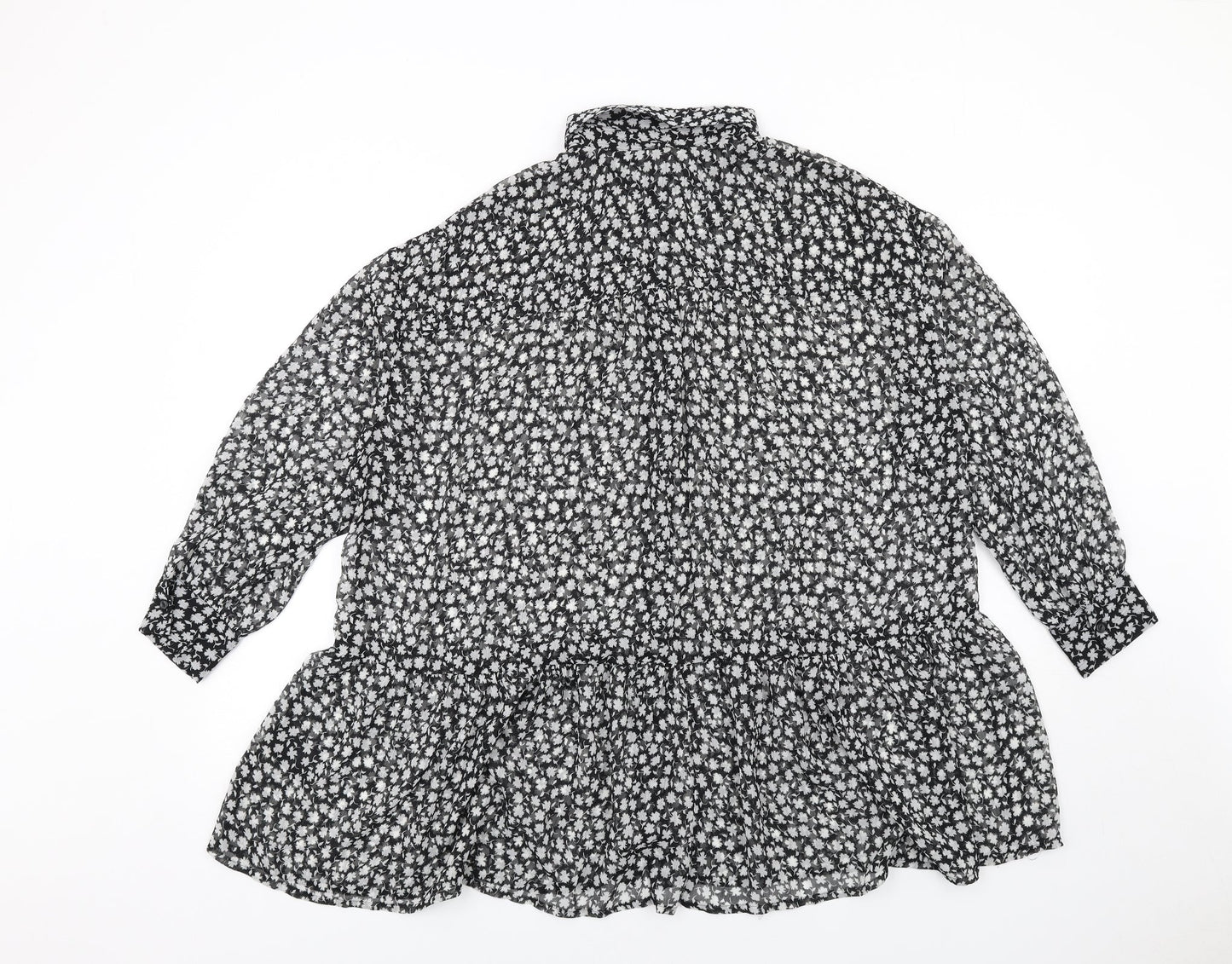 Womens UK Size 8 H&M Black Basic Button-Up