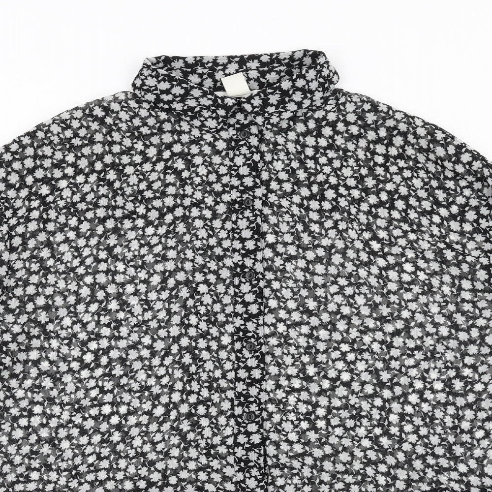 Womens UK Size 8 H&M Black Basic Button-Up