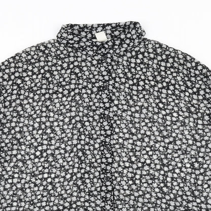 Womens UK Size 8 H&M Black Basic Button-Up