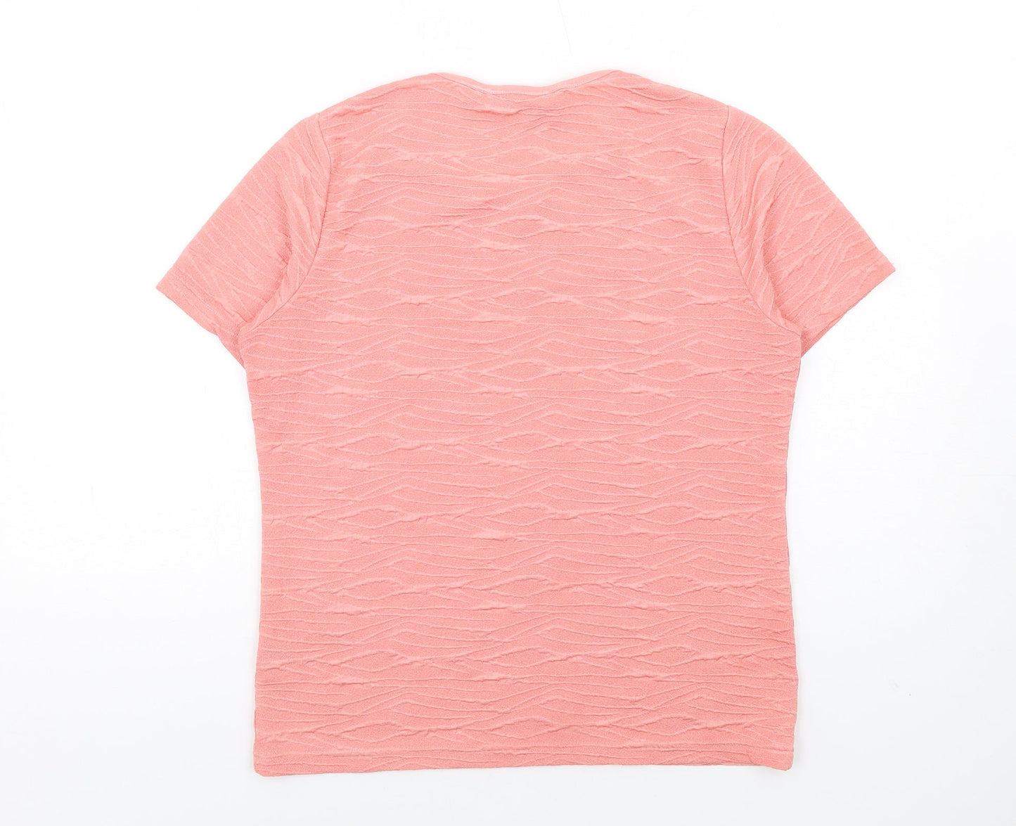 EWM Womens Pink Polyester Basic T-Shirt Size S Round Neck