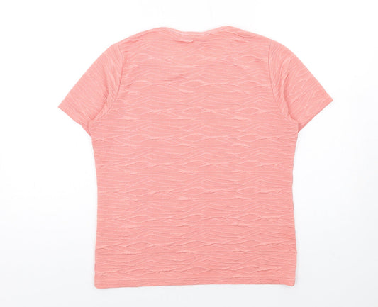 EWM Womens Pink Polyester Basic T-Shirt Size S Round Neck