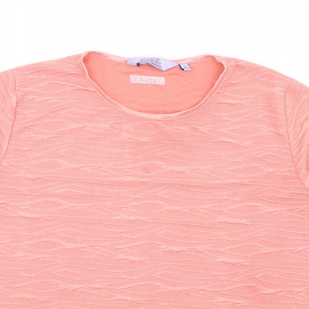 EWM Womens Pink Polyester Basic T-Shirt Size S Round Neck