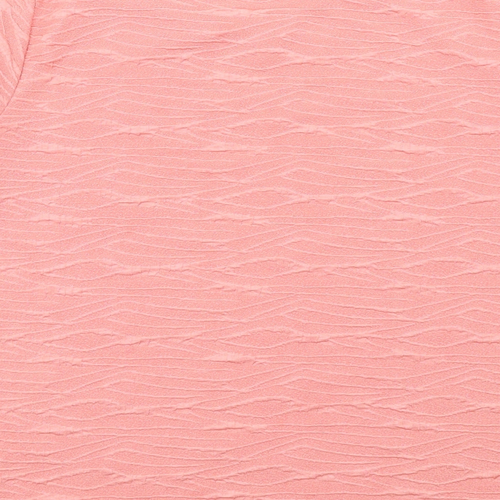 EWM Womens Pink Polyester Basic T-Shirt Size S Round Neck