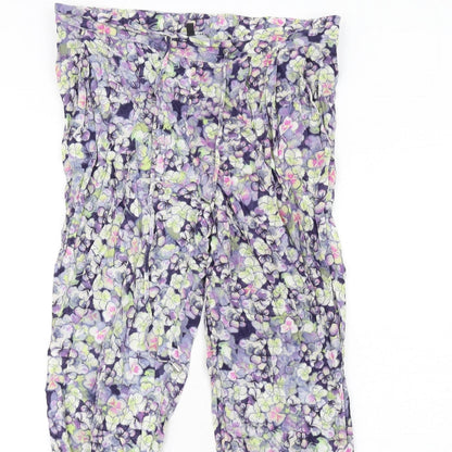 Warehouse Womens Multicoloured Floral Viscose Trousers Size 12 L30 in Regular Drawstring