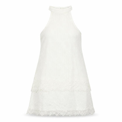 Missguided Womens White Nylon A-Line Size 14 Mock Neck Button