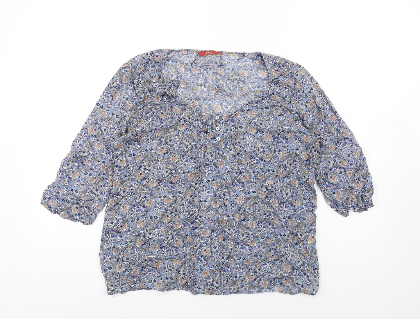 Womens UK Size S EDC Blue Basic T-Shirt
