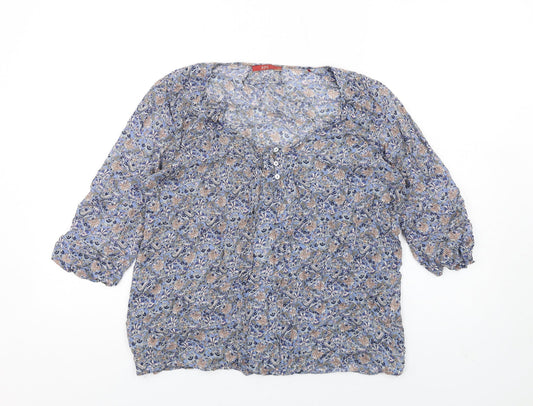 Womens UK Size S EDC Blue Basic T-Shirt