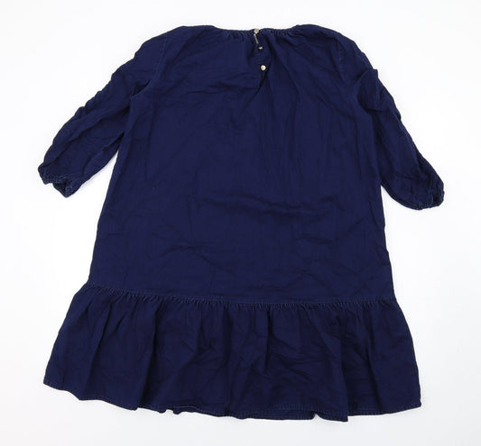 NEXT Womens Blue Viscose Trapeze & Swing Size 8 Round Neck Button