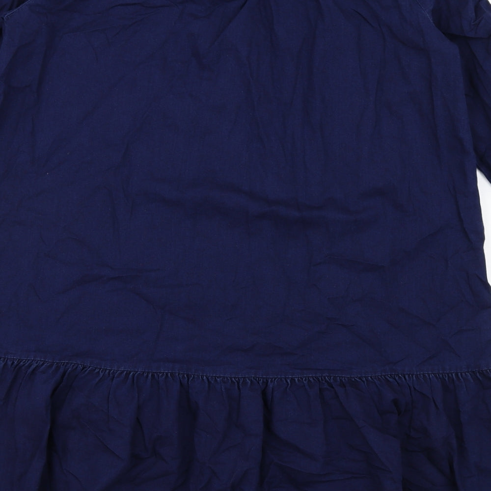 NEXT Womens Blue Viscose Trapeze & Swing Size 8 Round Neck Button