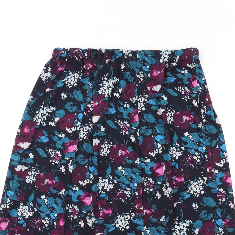 Kate Lilly Womens Multicoloured Floral Polyester A-Line Skirt Size 10
