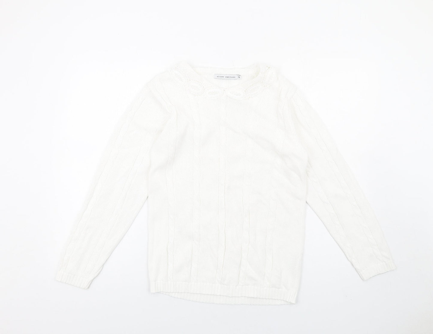 Womens UK Size S Alice Collins White Pullover Jumper