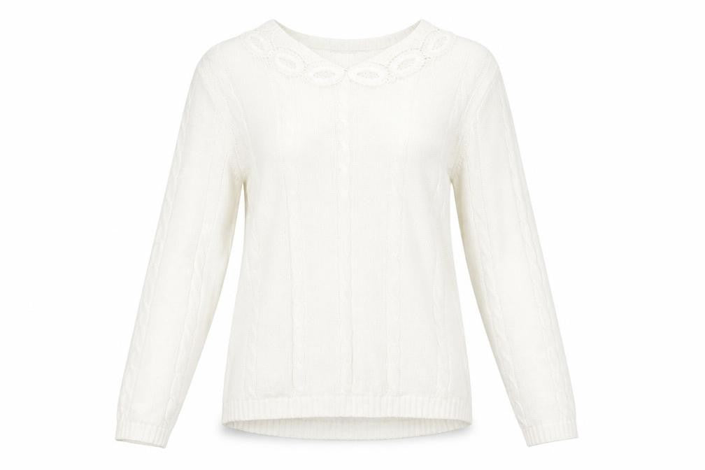Womens UK Size S Alice Collins White Pullover Jumper