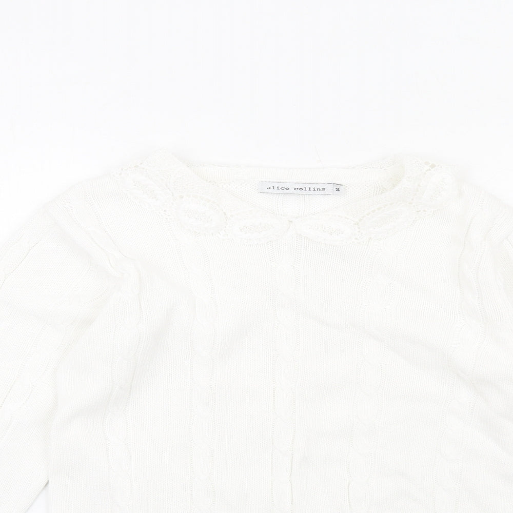 Womens UK Size S Alice Collins White Pullover Jumper