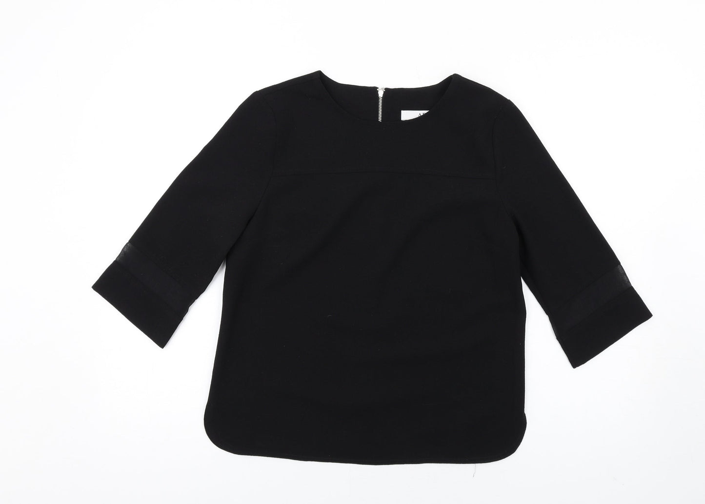 Arte Womens Black Polyester Basic T-Shirt Size 10 Round Neck - Mesh Inserts