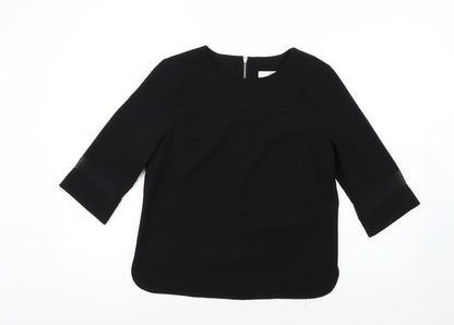 Arte Womens Black Polyester Basic T-Shirt Size 10 Round Neck - Mesh Inserts