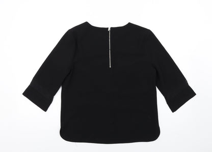 Arte Womens Black Polyester Basic T-Shirt Size 10 Round Neck - Mesh Inserts