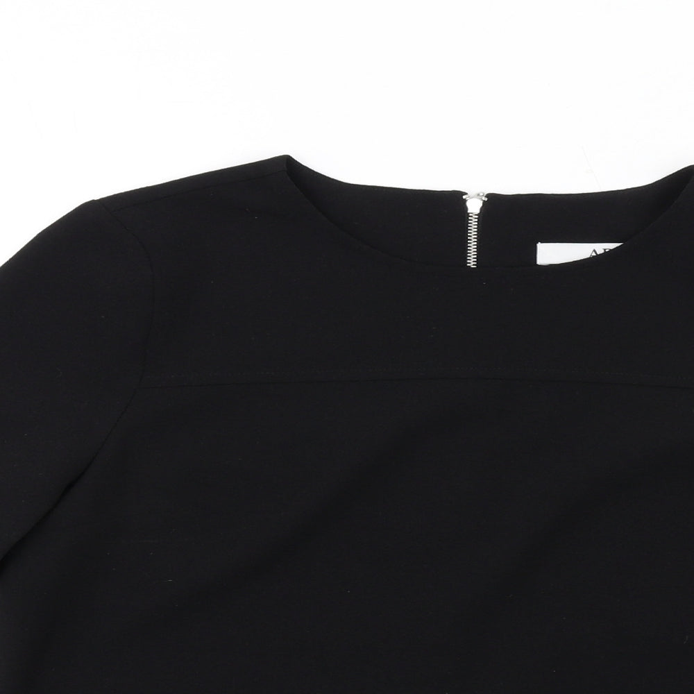 Arte Womens Black Polyester Basic T-Shirt Size 10 Round Neck - Mesh Inserts