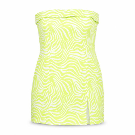 Gina Tricot Womens Green Animal Print Polyester Mini Size 16 Square Neck Zip - Zebra Print
