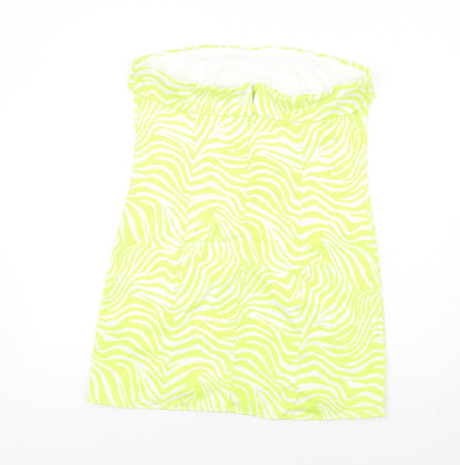 Gina Tricot Womens Green Animal Print Polyester Mini Size 16 Square Neck Zip - Zebra Print