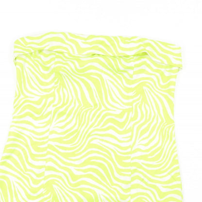 Gina Tricot Womens Green Animal Print Polyester Mini Size 16 Square Neck Zip - Zebra Print