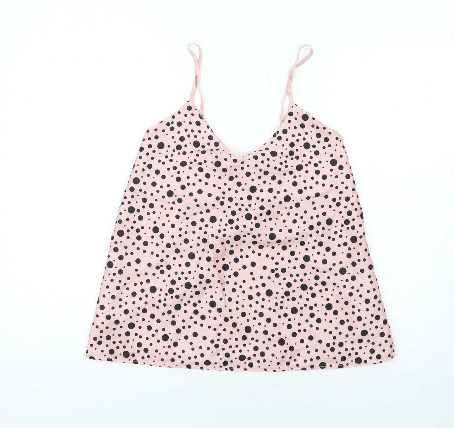 Boohoo Womens Pink Polka Dot Polyester Camisole Tank Size 12 V-Neck