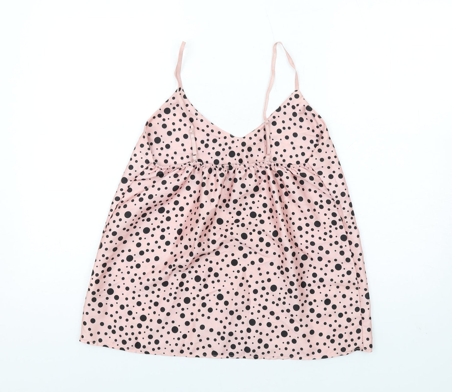 Boohoo Womens Pink Polka Dot Polyester Camisole Tank Size 12 V-Neck