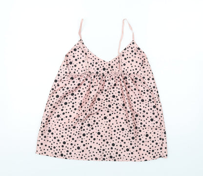 Boohoo Womens Pink Polka Dot Polyester Camisole Tank Size 12 V-Neck
