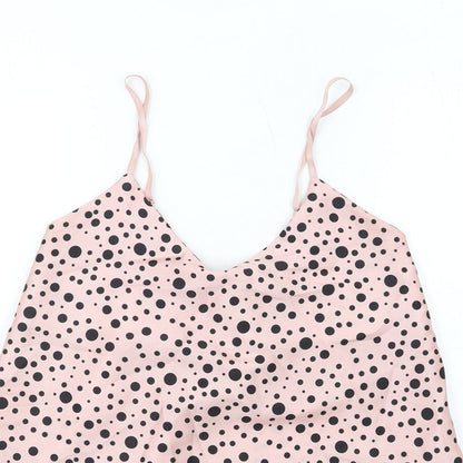 Boohoo Womens Pink Polka Dot Polyester Camisole Tank Size 12 V-Neck