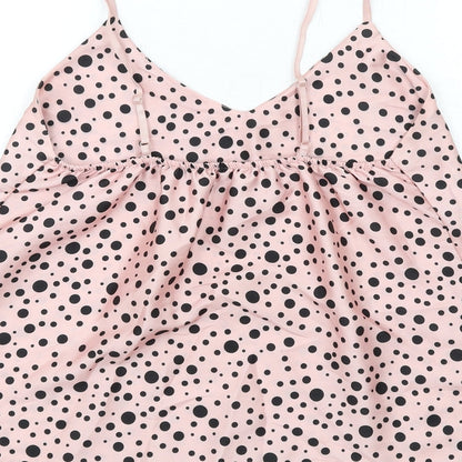 Boohoo Womens Pink Polka Dot Polyester Camisole Tank Size 12 V-Neck