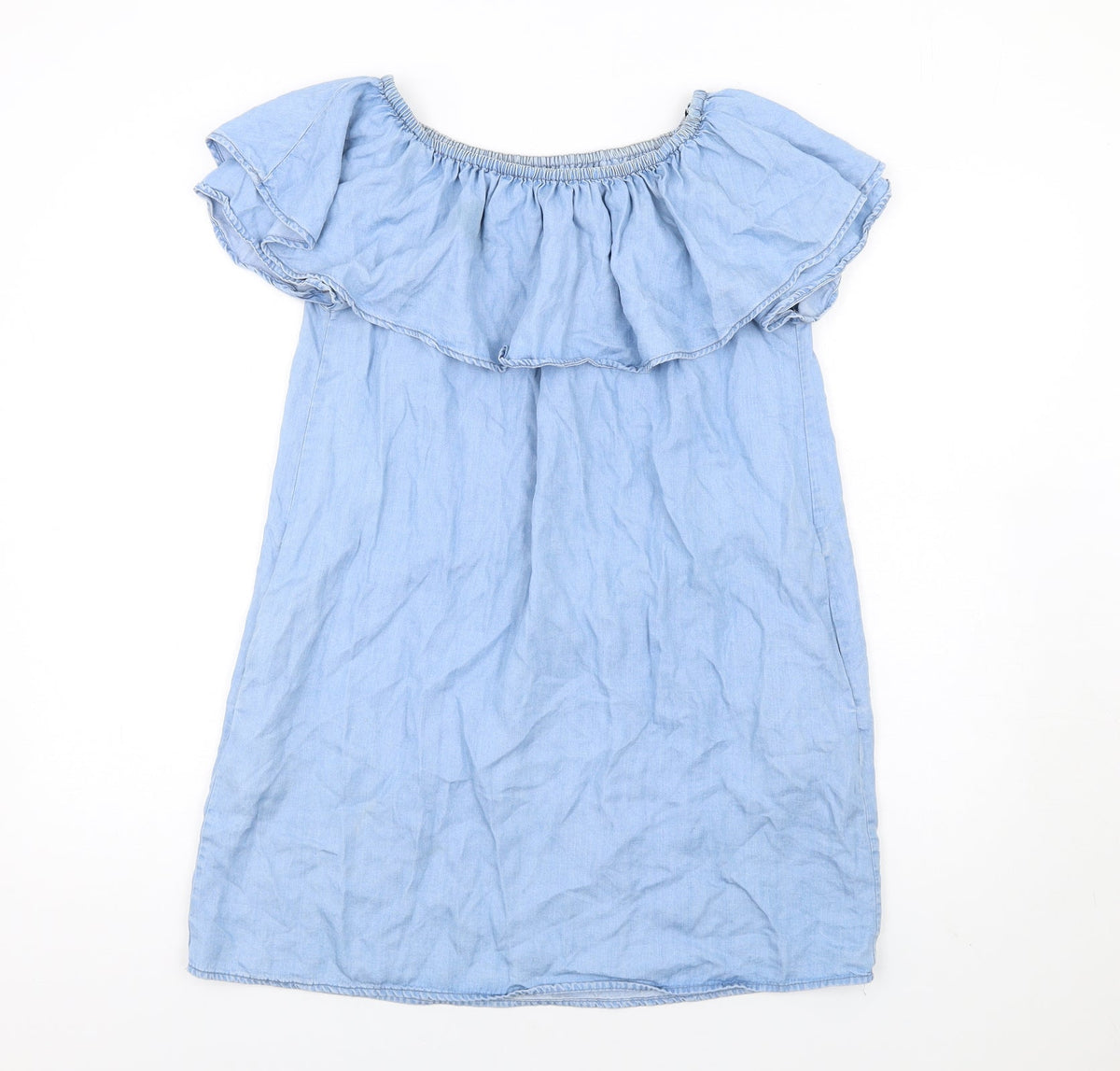 Zara Womens Blue Lyocell A-Line Size M Off the Shoulder Pullover