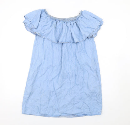 Zara Womens Blue Lyocell A-Line Size M Off the Shoulder Pullover