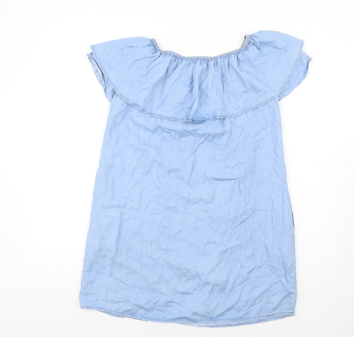 Zara Womens Blue Lyocell A-Line Size M Off the Shoulder Pullover