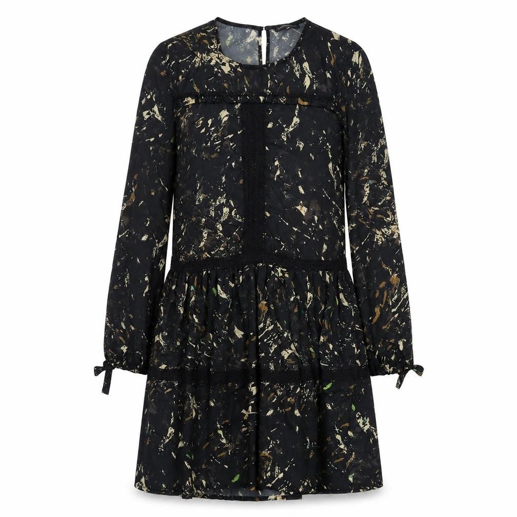 Label Lab Womens Black Polyester A-Line Size 10 Round Neck Button